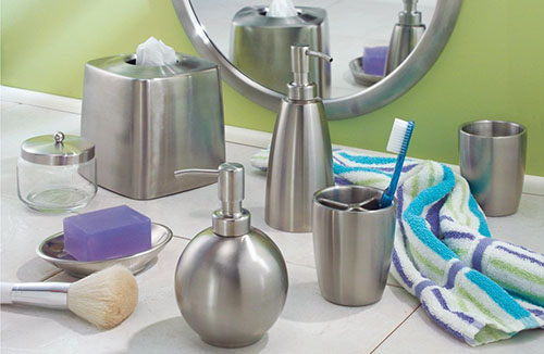 8. InterDesign Forma Toothbrush Holder Cup For Bathroom Vanity Countertops- Brushed Stainless Steel
