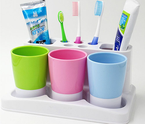6. KF 246 Plastic Bathroom Toothbrush Toothpaste Stand Holder Storage Rack Box Set By Just Life
