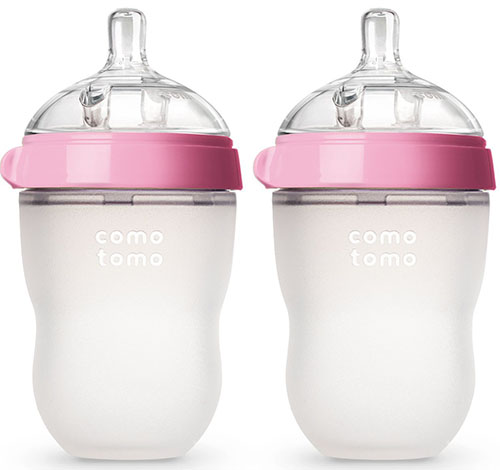 7. Comotomo Baby Bottle, Pink, 8 Ounce, 2 Count