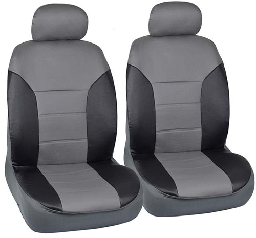 6. Motor Trend Black/Gray Two Tone PU Leather Car Seat Covers - Classic Accent - Premium Leatherette - Front Pair