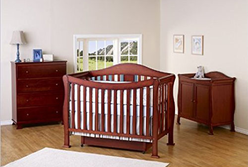 9. 3 Piece 4-in-1 Convertible Crib Set in Cherry