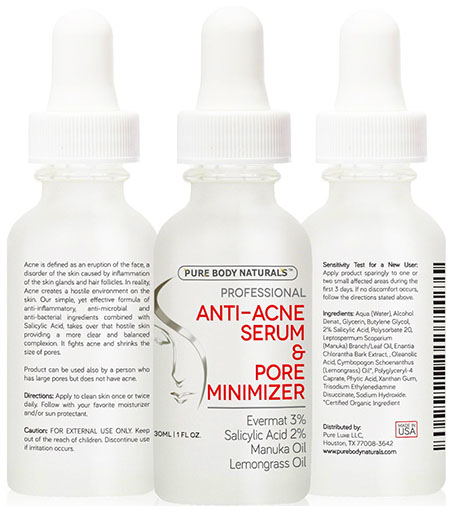 3. Lemongrass Oil Acne Treatment for Face & Pore Minimizer Serum