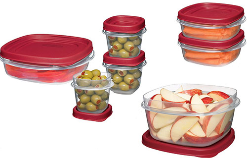 10. Rubbermaid Easy Find Lid Pack Storage Container, BPA-Free Plastic, 18 Piece Set (FG7K3900CHILI)