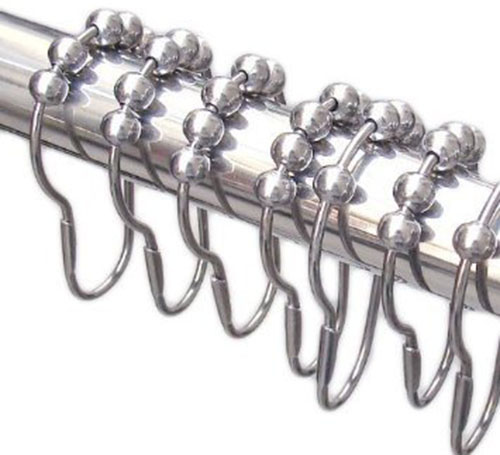 10. Wrenwane Polished Chrome Shower Curtain Hooks (Set of 12 Rings)