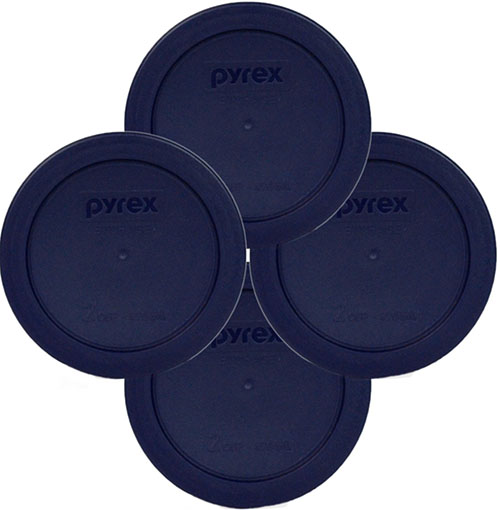 3. Pyrex Blue 2 Cup Round Storage Cover #7200 –PC For Glass Bowls 4-Pack