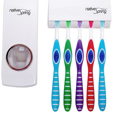1. Native Spring Toothpaste Dispenser And Toothbrush Holder White