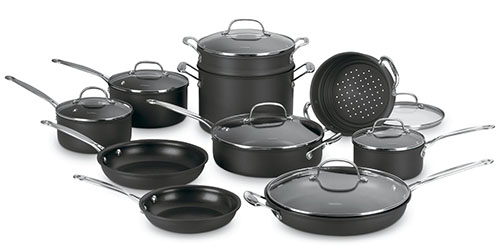 3. Hard-Anodized 17-Piece Cookware Set