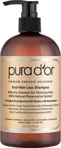 3. PURA D'OR Anti-Hair Loss Premium Organic Argan Oil Shampoo (Gold Label)