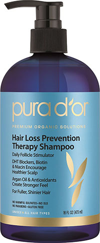4. PURA D'OR Hair Loss Prevention Therapy Premium Organic Argan Oil Shampoo
