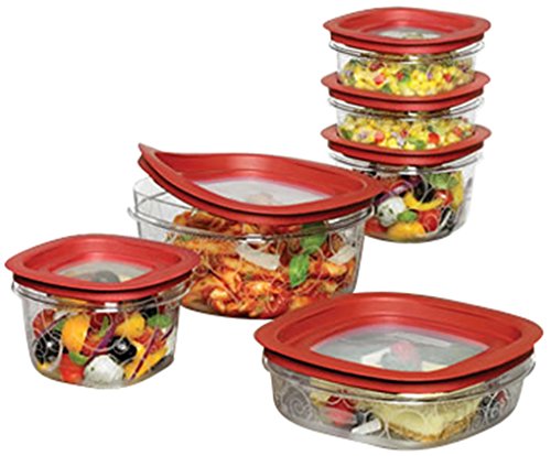 6. Rubbermaid Premier Food Storage With Tritan Plastic And Easy Fine Lids, Set of 12, Red, FG7J11RCHILI