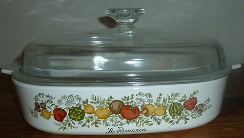 8. Vintage Le Romarin Corning Ware Casserole Dish