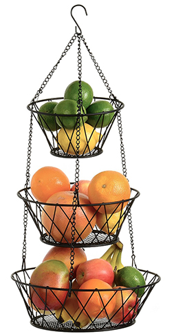 2. Black Round Iron X Design Hanging Basket