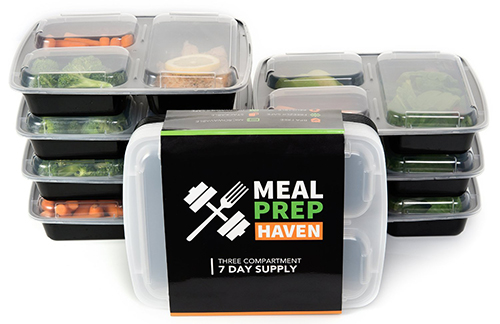 6. Meal Prep Haven 3 Compartment Food Containers