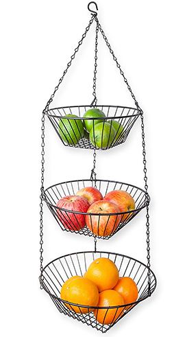 5. Black Wire Hanging Three-Tiered Basket