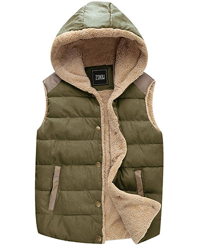 4. Qulited Hooded Vest Padded Fleece Jacket