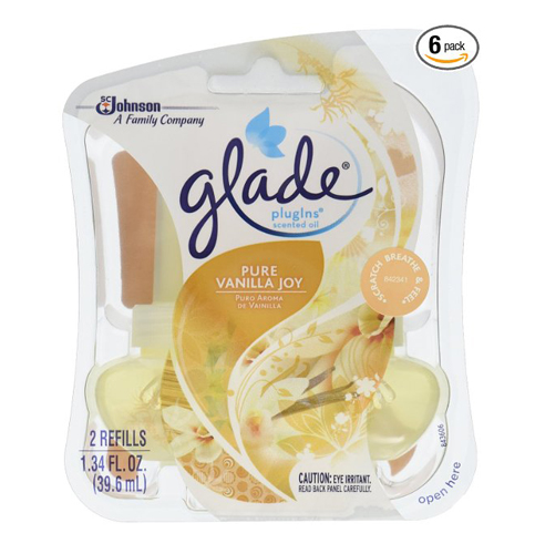 11. Glade 1.34 Fluid Ounce 2 Count Scented Oil (Pack of 6) – Pure Vanilla Joy Refill