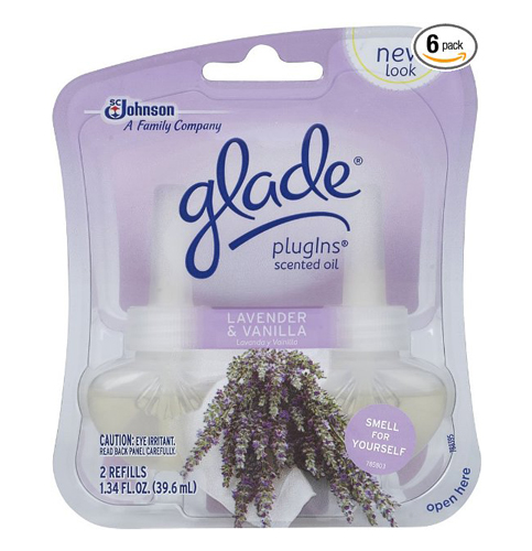 13. Glade 1.34 Fluid Ounce 2 Count Scented Oil (Pack of 6) – Lavender & Vanilla Refill 
