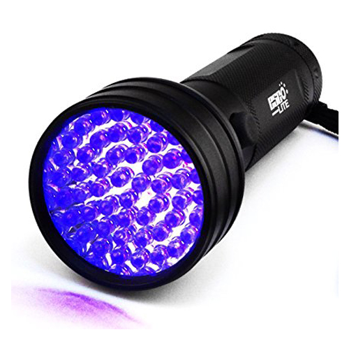 1. Escolite UV Flashlight Blacklight 51 LED, 395nM, Detector for Pet Stains, Urine and Bed Bug
