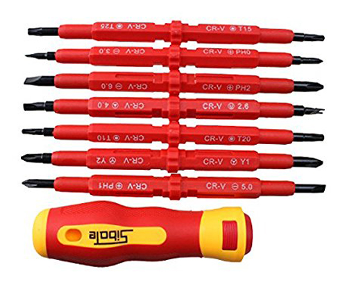 5. Protected electric screwdriver AGPtEK Phillips and level twofold head Precision 7pcs Set Black Finish Blades with attractive tips Home Outdoor Repair Tool Kit   