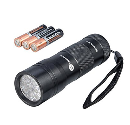 2. TaoTronics TT-FL001 UV Flashlight Blacklight, 12 UV LED with AAA Batteries