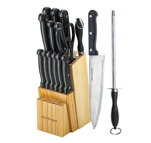 12. Kitch N’ Wares 15 Piece Knife Set with Wooden Block