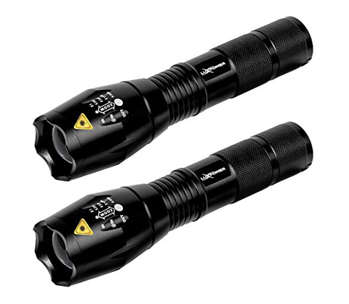 10. LuxPower 2 Pack Tactical V1000 LED Flashlight