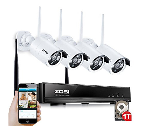 3. ZOSI 4PCS Megapixel 720P Wireless Outdoor IP Camera System