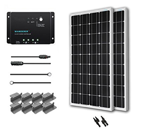 2. Renogy 200W- 12 Volt Mono-crystalline Solar Starter Kit with Wanderer