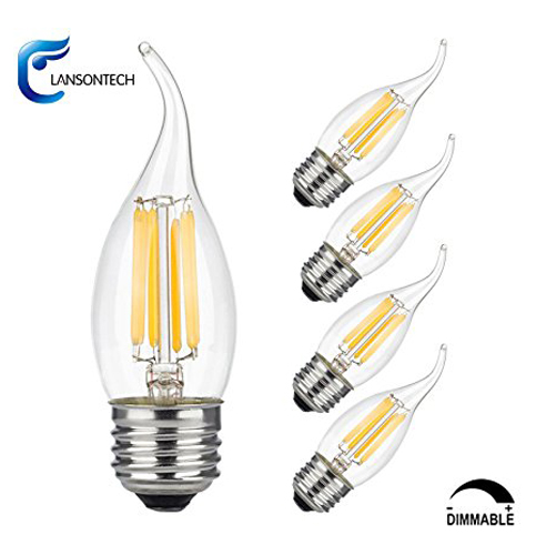 3. LANSONTECH 6-Watt LED Filament Candelabra Light Bulb
