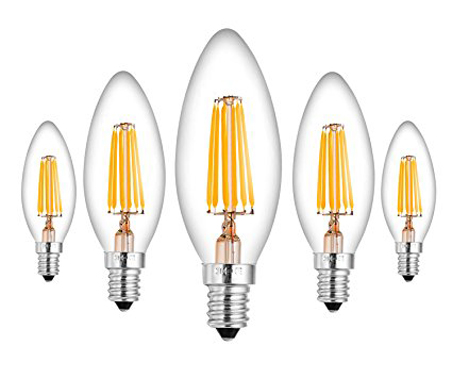 9. Bogao E12 6W Dimmable LED Filament Candle Light Bulb