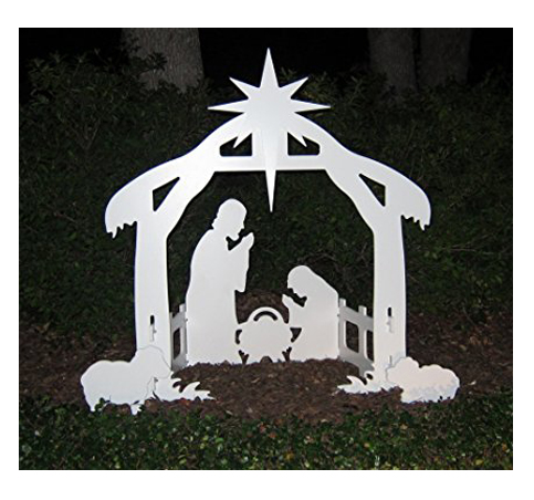 1. Teak Isle Outdoor Nativity Set