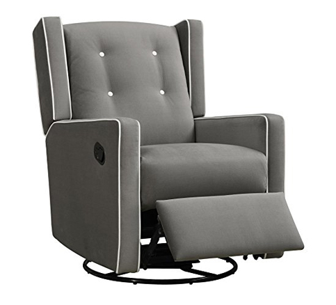 2. Baby Relax Gray Microfiber Gliding Recliner