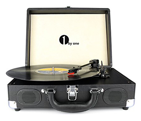 7. 1byone 3-Speed Portable Stereo Turntable with Built in Speakers