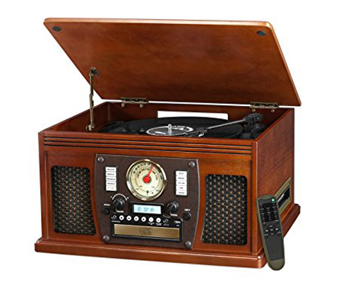 5. Innovative Technology 8-in-1 Mahogany Turntable