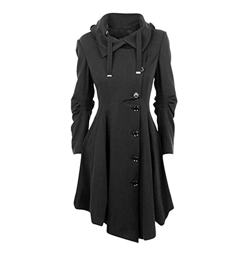 6. ETCYY Women's Asymmetrical Winter Long Trench Jackets Coat