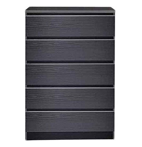 9. Megadeal five Drawer Dresser Chest made with Black Wood Grain 