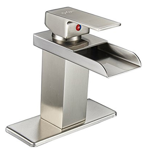 7. Eyekepper Nickel Brushed Waterfall Bathroom Sink Faucet