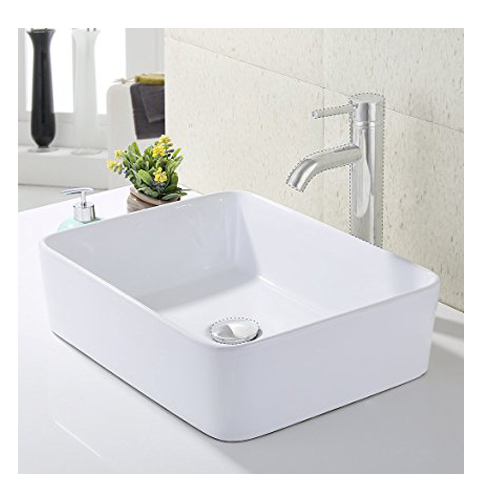 2. KES Bathroom Rectangular Porcelain Vessel Sink