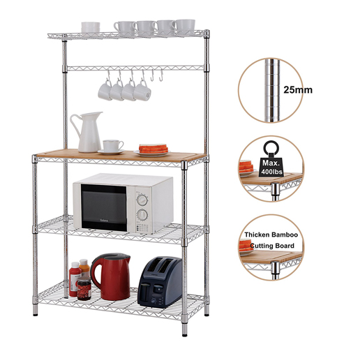 1. Finnhomy 4-Tiers Adjustable Kitchen Bakers Rack Kitchen Cart Microwave Stand