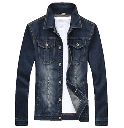 10. XueYin Flap Collar Slim Fit Denim Jacket