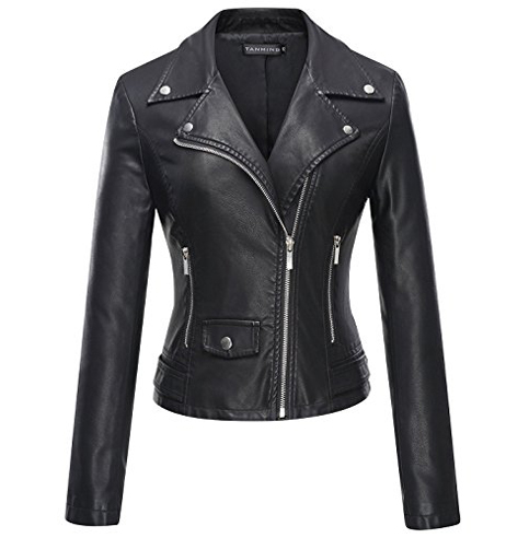 6. Tanming Faux Leather Short Coat