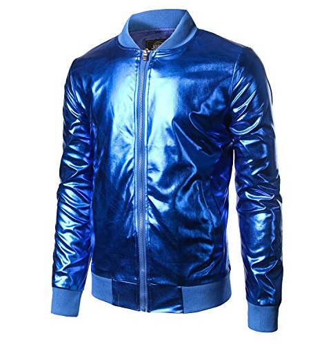 6. JOGAL Metallic Nightclub Style Varsity Jacket