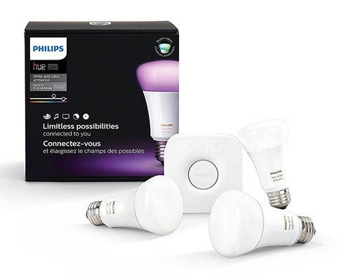 3. Phillips Hue 464479 A19 Starter Kit