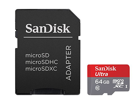 1. SanDisk 64GB microSDXC UHS-I Card with Adapter