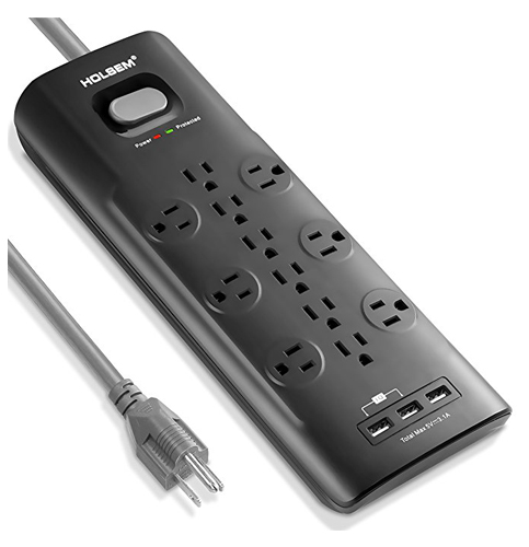 2. Holsem 12 Outlets Surge Protector Power Strip.