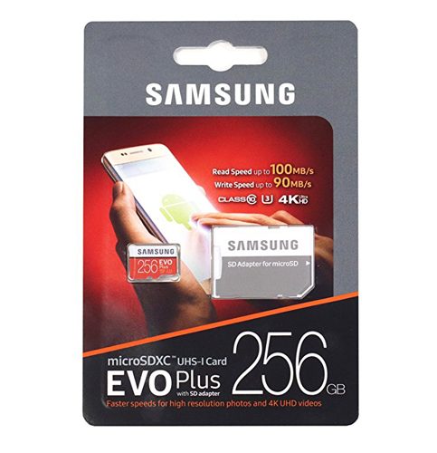 4. Samsung 256GB UHS-I microSDXC U3 with Adapter (MB-MC256GA)