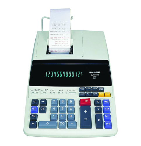 6. Sharp EL-1197PIII Color Printing Calculator with Clock and Calendar