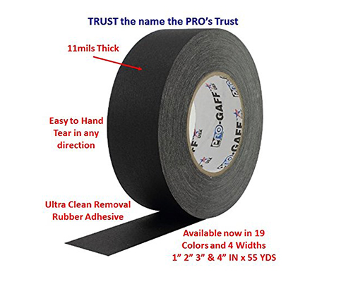 4. ProTapes Pro Gaff Premium Matte Cloth Gaffer's Tape With Rubber Adhesive