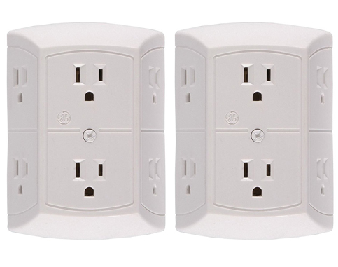 4. GE 2 X Grounded Adapter-Spaced Six-Outlet Tap