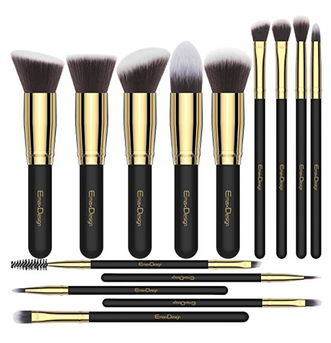 4. EmaxDesign 14 Pieces Makeup Brush Set